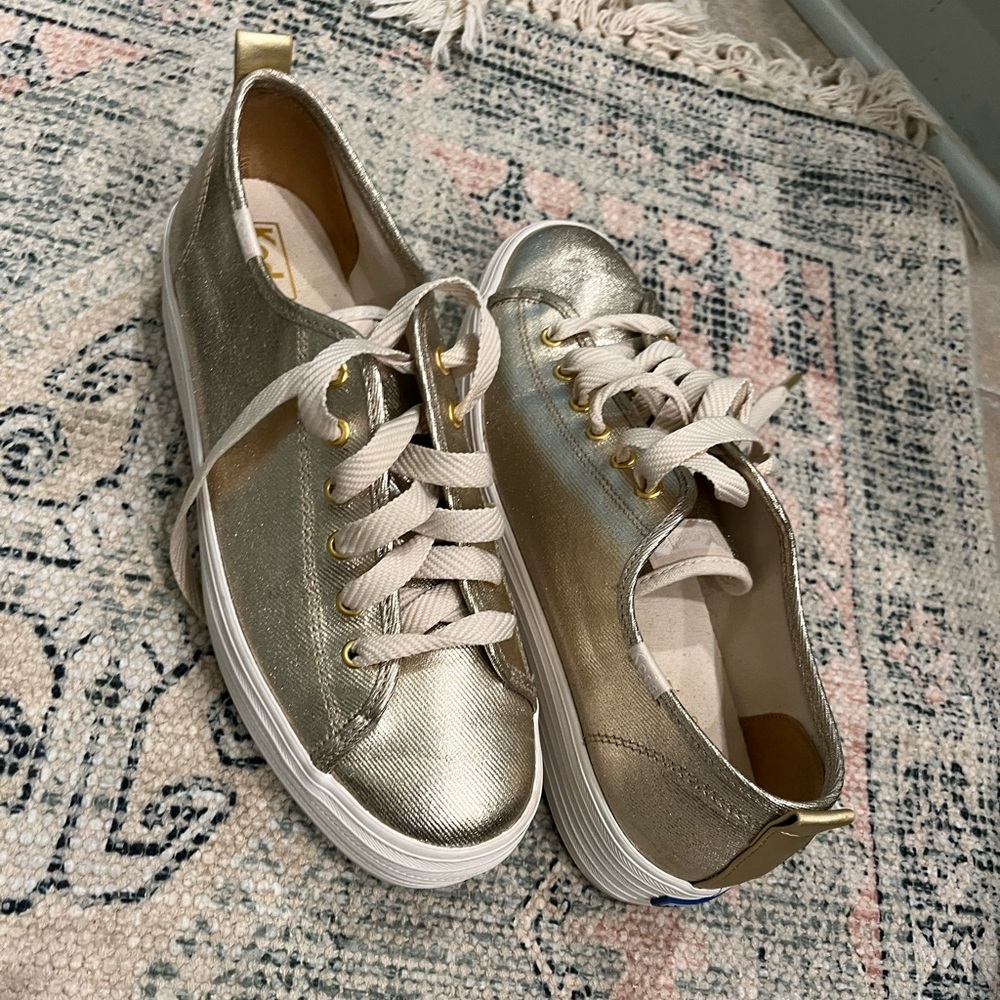 Gold platform Keds, size 8.5